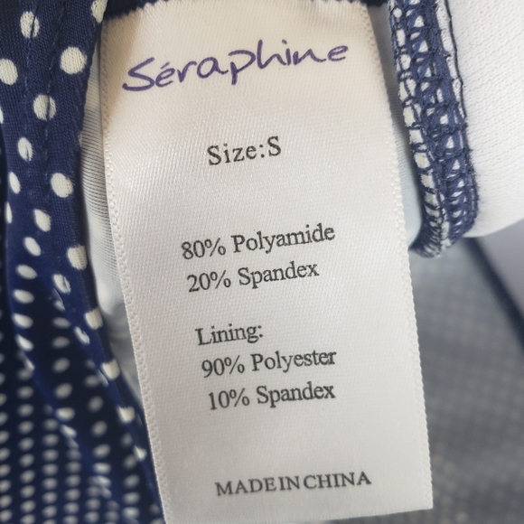 Seraphine Maternity Navy Polka Dot Halter Swimsuit Top Sz S - Picture 5 of 5